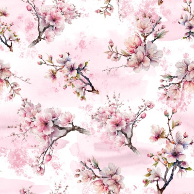 Hladký šifon/silky sakura květy