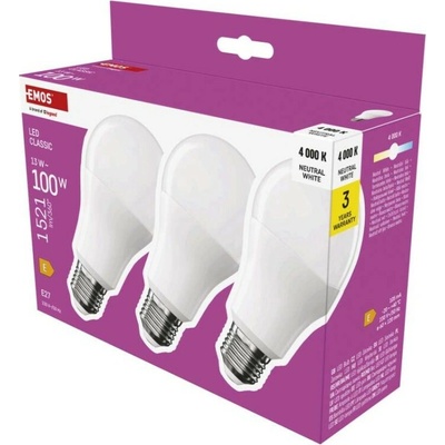 Emos LED žiarovka Classic A60 E27 13 W 100 W 1521 lm Neutrálna biela ZQ5E63.3