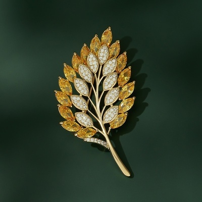 Éternelle brož se zirkony a krystaly Swarovski Beatrix květina B2188 žlutá