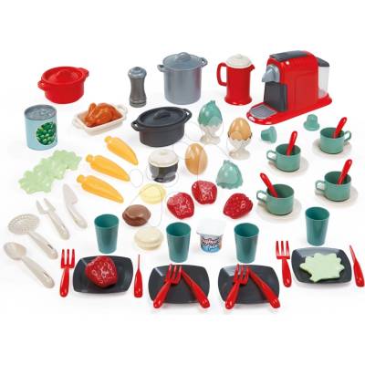 Écoiffier Jídelní souprava s potravinami v dóze 100% Chef s hrnci kávovarem 70 doplňků od 18 měsíců