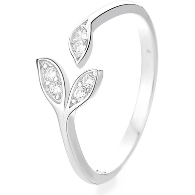 DELIS Регулируем пръстен, сребро 925, jw1344, модел "опашка", родиево покритие (jw1344)