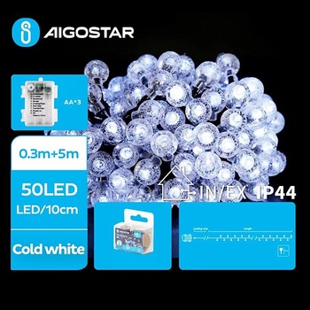 Aigostar - LED Екстериорни лампички 50xLED/3xAA/8 функции 5, 3 м IP44 студено бял (AI1158)