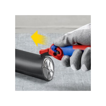 KNIPEX Инструмент за заголване на кабели, за изолация до 7мм, синьо-червена ръкохватка 145мм, с водач, - K1650145SB (K1650145SB)