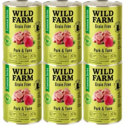 WILD FARM Premium Grain Free Pork and Tuna 6x400g - беззърнена храна за котки