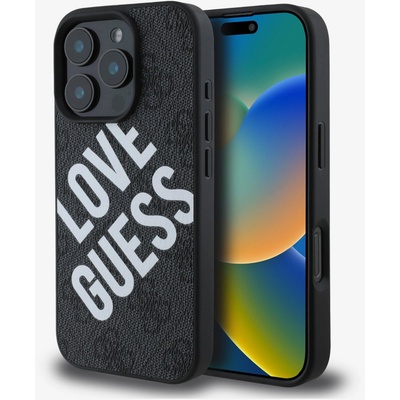 GUESS PU Leather 4G Big Love Logo MagSafe заден капак за iPhone 16 Pro Black Guess | Lilav | ЖЕНИ | UNI
