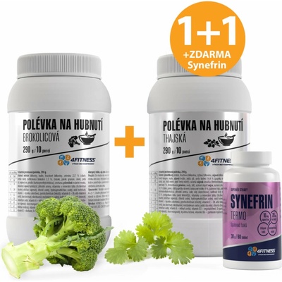 4Fitness Polévky na hubnutí Brokolicová a Thajská + zdarma Synefrin 0,58 kg