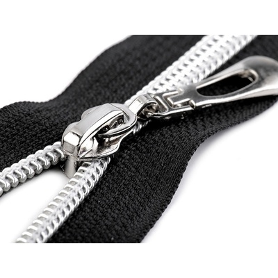 Spirálový zip No 7 délka 50 cm se stříbrnými zoubky, malé, 322 černá