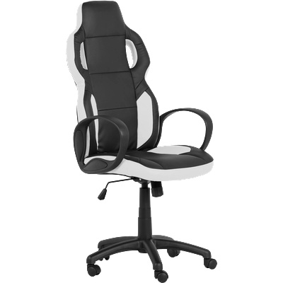 Bittel Геймърски стол Carmen 7510, До 130 кг, Еко кожа, Регулиране на люлеенето, Полипропиленови колелца, Черен/бял