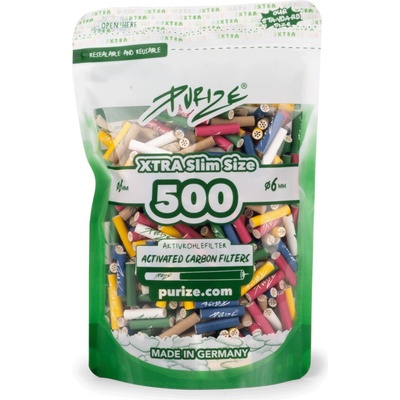 Purize uhlíkové filtry XTRA Slim Size doypack sáček 500 ks mix barev – Zboží Mobilmania