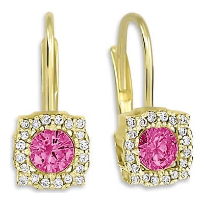 Soliter Štvorcové visiace náušnice s fuksiovými kryštálmi 239 001 00976 0000700