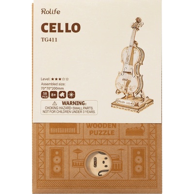 RoboTime 3D drevená skladačka Violončelo