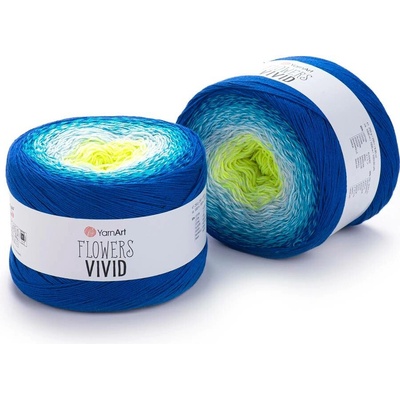 Yarn Art Flowers Vivid 510 neonově žlutá, tyrkysová, modrá