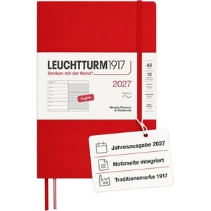 Leuchtturm1917 weekly calendar 2027 medium (A5) with notebook - 145 x 210 mm - January-December 2027 - 400235 (400235)
