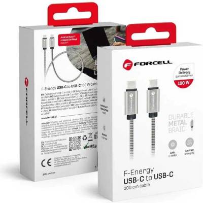 F-Energy C239 Type C to Type C PD QC4.0 5A 100W E-mark 2m stříbrný