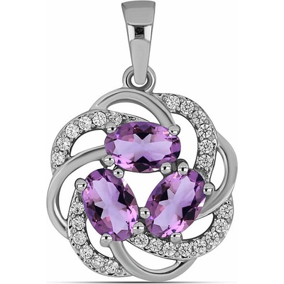 Nefertitis Přívěsek stříbrný s broušenými africkými ametysty a zirkony 010902 AFAM NF55446