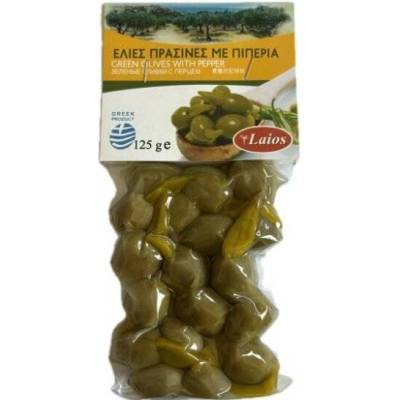 Laios zelené olivy plněné nakládanou zelenou papričkou 125 g – Zboží Dáma