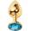 Sensual Метално дилдо Butt Plug "GOLD CRYSTAL AQUA BLUE" 8 см. Размер - M