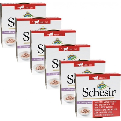 Schesir Cat in Broth tuňák a hovězí s rýží 6 x 85 g