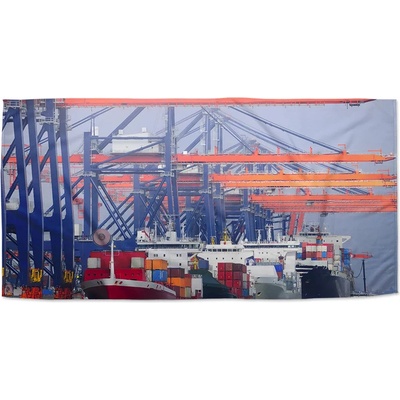Sablio Ručník s potiskem Lodě v přístavu 50 x 100 cm