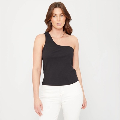 Be You Women's One Shoulder Rib Tank Vest - Black
