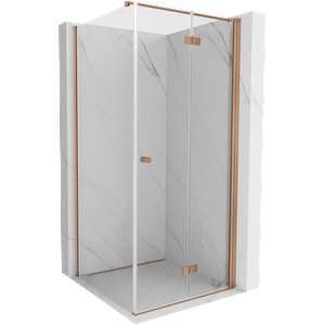 Mexen Mist-F сгъваема душ кабина дясна 90 x 90 см, прозрачна, четкан мед - 8A6T-090-090-65-00-P (8A6T-090-090-65-00-P)