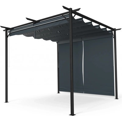 Blumfeldt Pantheon Robust Pergola, 3x3 m práškovo lakovaná oceľ odolná voči poveternostným vplyvom s bočnými roletami (GDI17-PRobust3x3GBl)