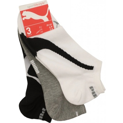 Puma ponožky 201203001/Lifestyle Sneakers 3 Pack White/Gray/Black