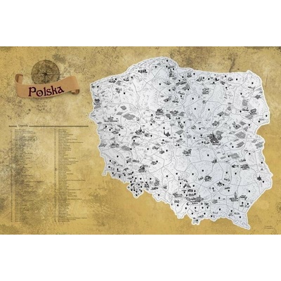 Stírací mapa Polska Deluxe - stříbrná