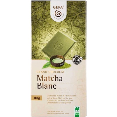 Gepa biela čokoláda s čajom Matcha, 80 g