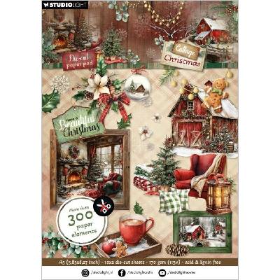 Studio Light Blok s papírovými výseky Cottage Christmas A5 - Vánoce na chatě