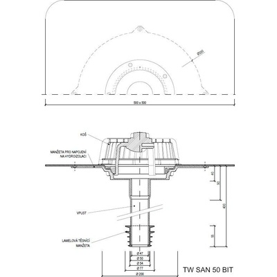 Sanačný vpust TW SAN BIT Typ: 50 BIT (54-72mm)