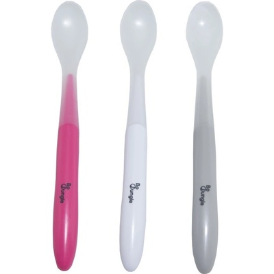 Bo Jungle mäkké jedálenské lyžičky White/Pink/Grey 3 ks