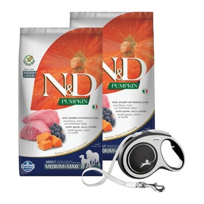 N&D Pumpkin Dog Adult Medium & Maxi Grain Free Lamb & Blueberry 2 x 12 kg