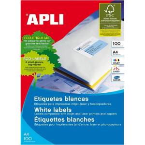  Етикети Apli 52.5x29.7 mm А4, 100 л. 40 ет. бели (1110017-10-1286)