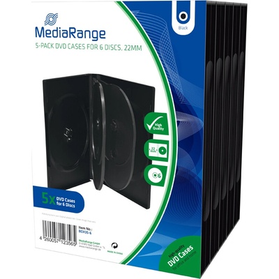 MEDIARANGE 6 DVD 22 mm čierny – 5 ks/bal BOX35-6