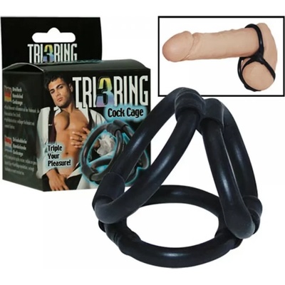 Пенис пръстени, изградете клетка - Tri RIng Cock Cage Black (SEVCR00279)