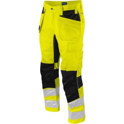 ProJob HI-VIS 6570 WAISTPANT STRETCH / Мъжки еластични светлоотразителни панталони - HV жълто/черно 52 (64570M983n7)