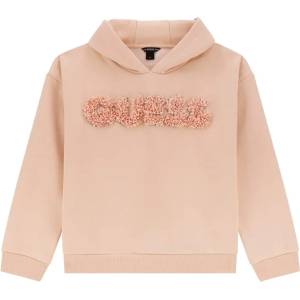 GUESS Суичър без цип за момиче в прасковен цвят с релефен надпис Guess