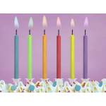 PartyDeco Свещи за рожден ден с цветни пламъци 6 бр