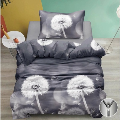 Textilomanie bavlna obliečky DANDELION TOUCH sivé 70x90 140x200