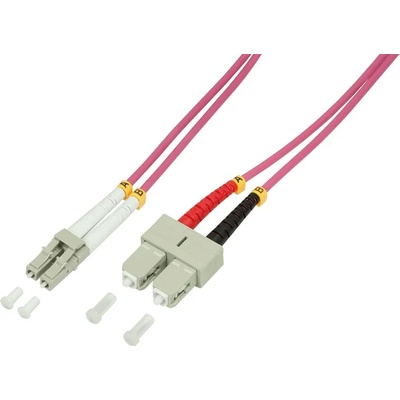 LogiLink Оптичен дуплексен пач кабел, OM4, 50/125 , LC-SC, лилав, 5 м