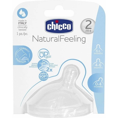 Chicco dudlík na láhev Natural Feeling silikon střední průtok 1 ks V001515