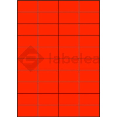Labelea Samolepiace etikety 52,5x29,7 mm signálne farebné papierové, na hárku A4, pre laserovú tlač, Farba etikiet Signálna červená, Počet hárkov v balení 100 EPY052029SR040S