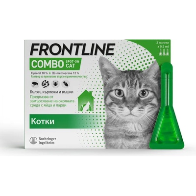 Boehringer Ingelheim Frontline Combo spot on Cat противопаразитни пипети за котки / кутия с 3 броя