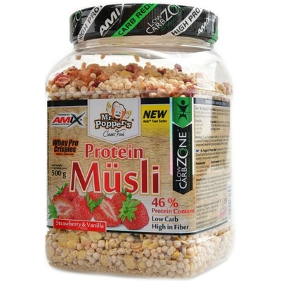 Amix Mr. Poppers Low carb Protein musli jahoda-vanilka 500 g – Zbozi.Blesk.cz