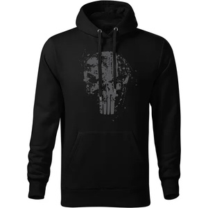 DRAGOWA мъжки суитшърт с качулка Frank the Punisher, черен, 320г/м2 (11458)