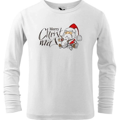 Dobrý triko Dětské bavlněné triko Merry Christmas Bílá