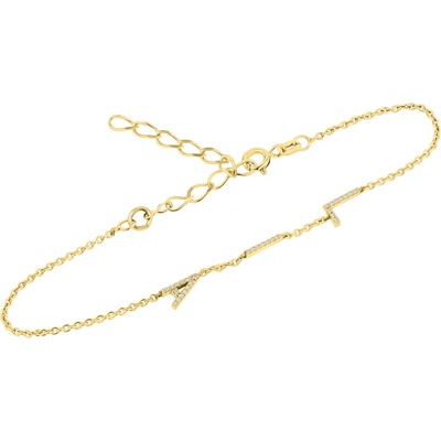 Eppi Strieborný náramok s 3 písmenkami a lab-grown diamantmi Ainslee BR48689
