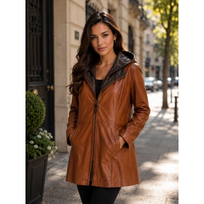 Max Original Leather Dámsky kožený kabát 190 cognac