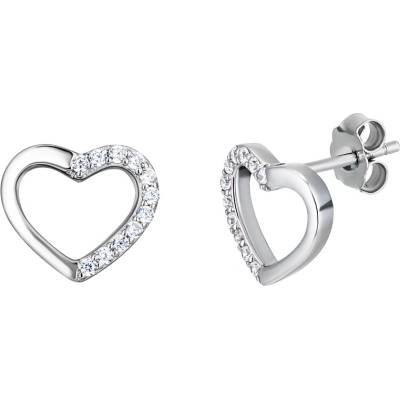 Preciosa Stříbrné náušnice srdce True Love s kubickou zirkonií Preciosa 5437 00